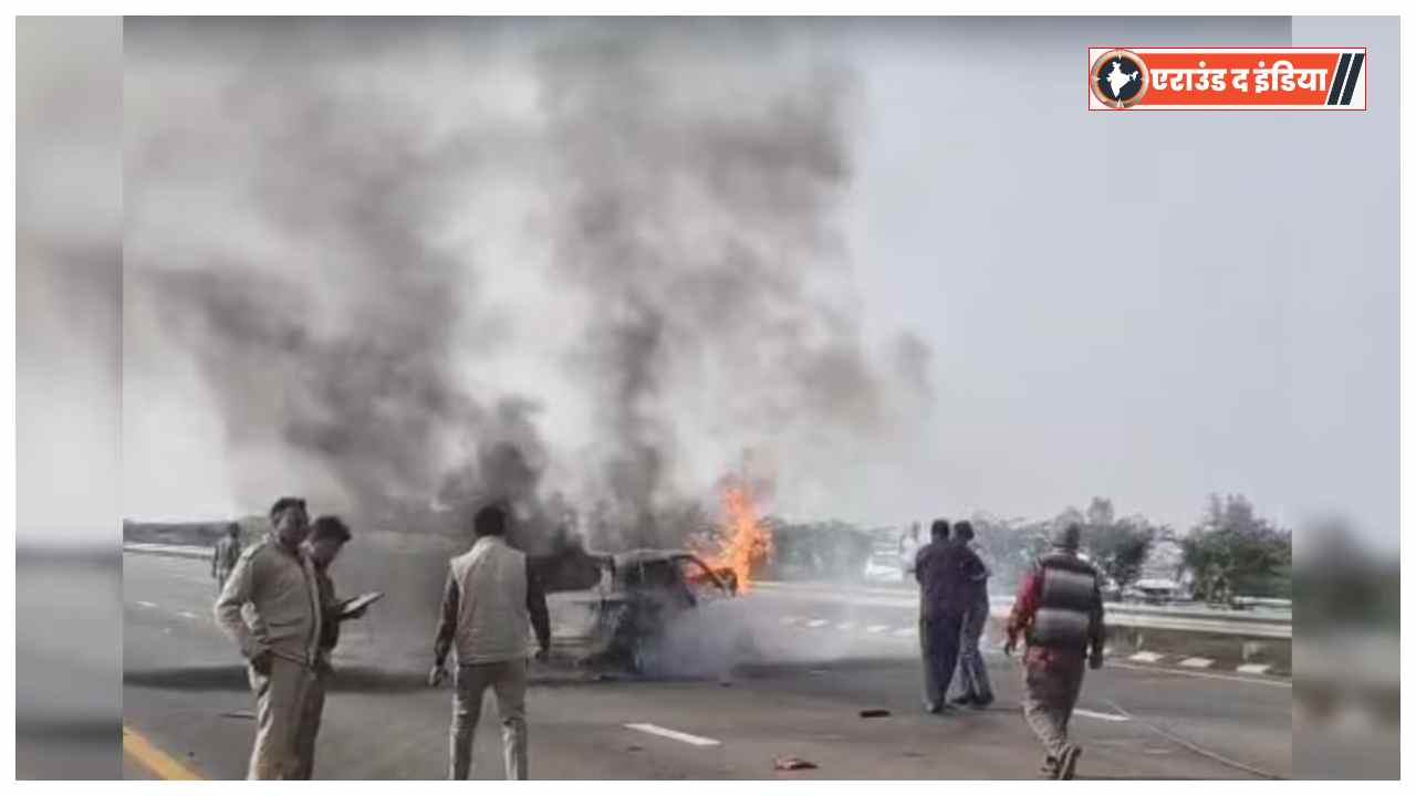 Purvanchal Expressway accident,Five burnt alive in car accident,UP expressway fatal crash,Brezza hits WagonR accident,Car fire accident Uttar Pradesh,Head-on collision Purvanchal Expressway,Ghazipur–Delhi vehicles accident,Children killed in car fire UP,Serious road accident India news